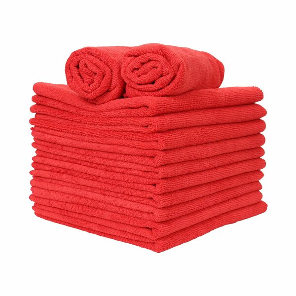 Monarch Brands Microfiber Hand Towels - 15in x 24in, Red, 180PK M915210R-CS